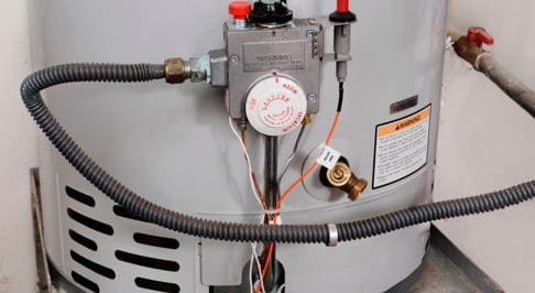 close up image of hot water heater
